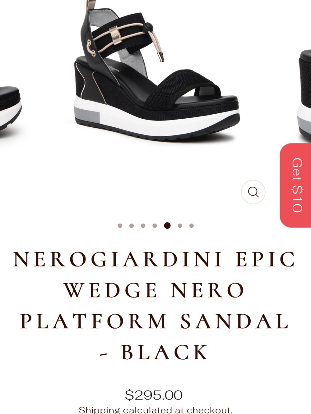 Nero Giardini Black and White Platform Wedge Sandal with Ankle Tie